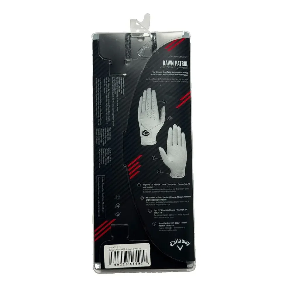Callaway Dawn Patrol Womens Small Reg Left Hand Golf Glove White New